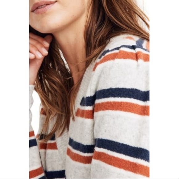 Madewell Margo Stripe Wool Blend V-Neck Sweater - Picture 3 of 8